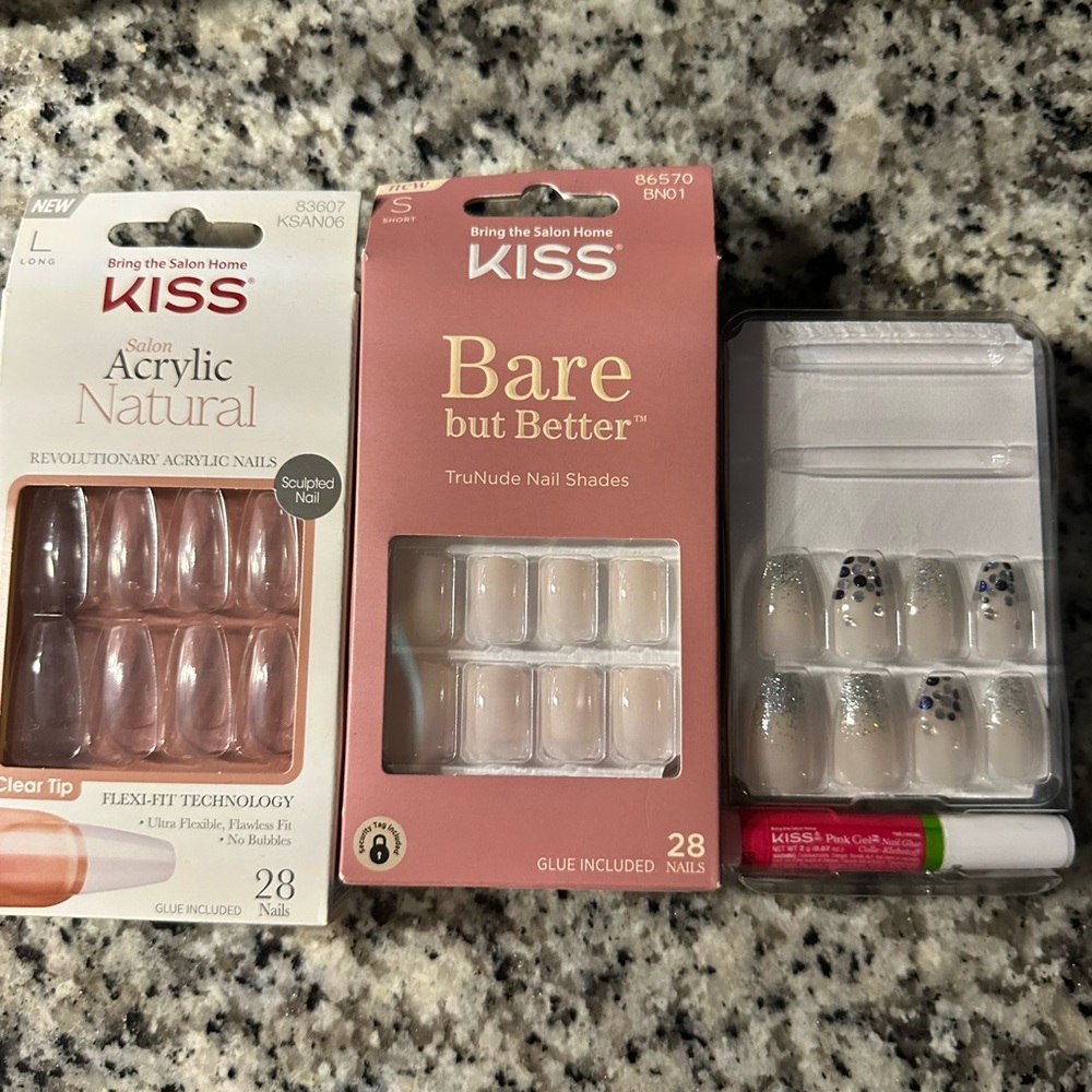 New Kiss Press on Nail Kit Set of 3 - read description